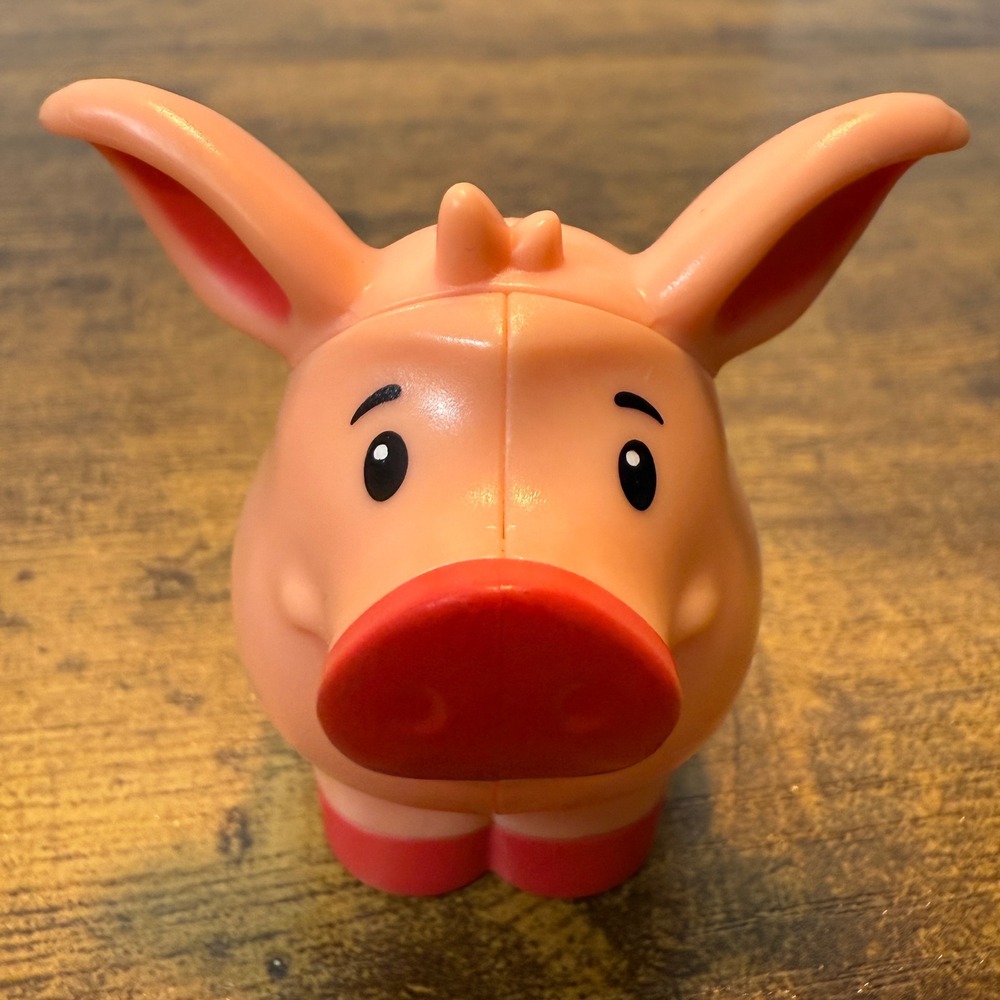 Fisher Price Little People Pig Toy Figure Animal Farm Pink Red‎ Nose 2018 Mattel - Picture 2 of 8